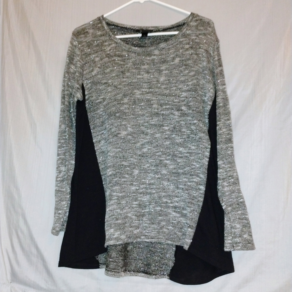 XL AB Studio Metallic Gray and Black Long Sleeve Top